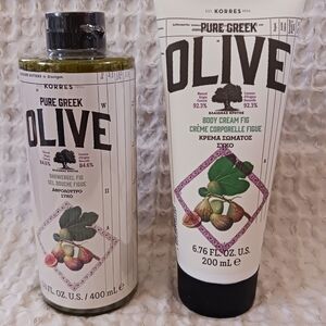 Korres Pure Greek OLIVE FIG Body LOTION plus Body Cleanser Shower Gel New